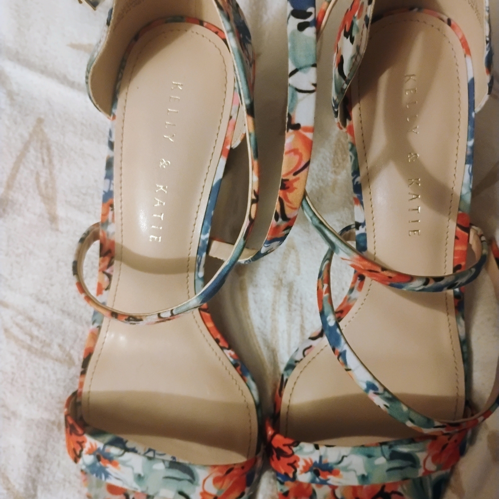 Kelly & Katie Vibrant Floral Strappy Heels